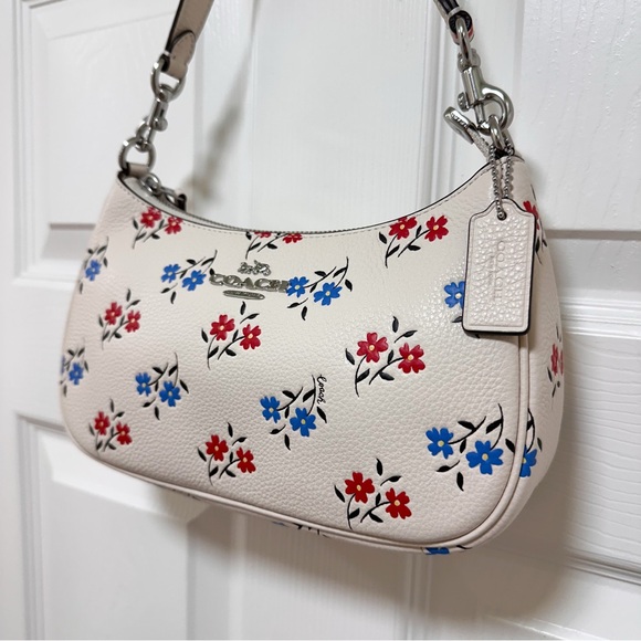 Coach Teri Floral Chalk Multi Pebbled Leather Shoulder Bag NWOT - Picture 4 of 14